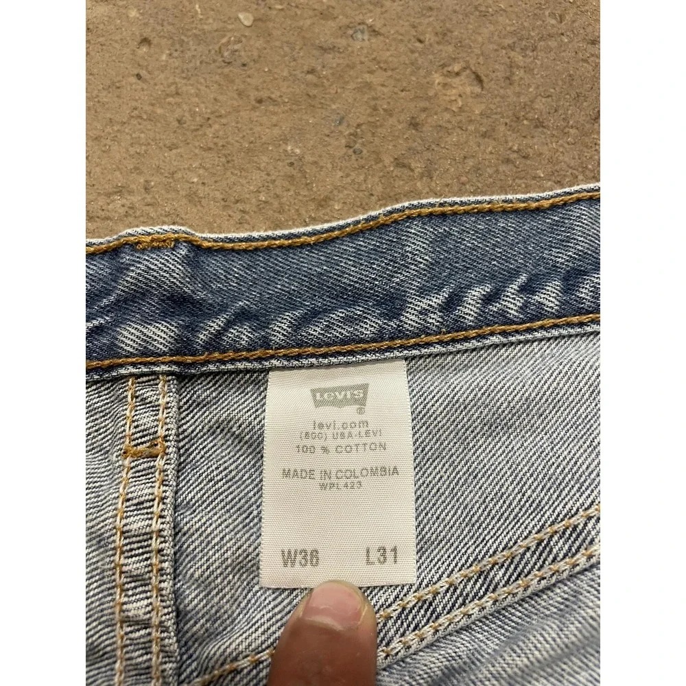 Levis 501 XX Jeans Mens 36x27 Light Wash Blue Straight Leg Button Fly Distressed - Picture 7 of 16